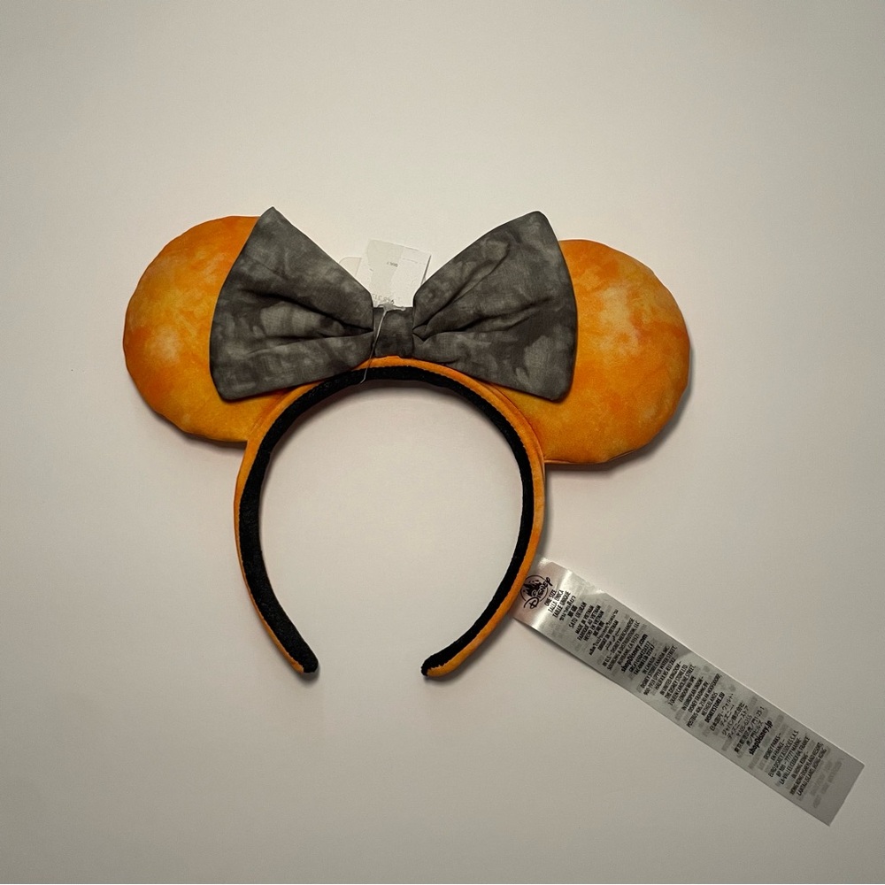 Disney Parks Halloween Orange and Gray Acid Wash Minnie Ears Headband